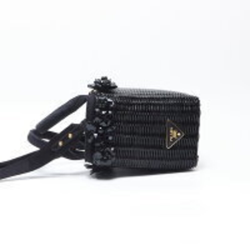 Prada Flower Basket Bag Handbag Black - Picture 4 of 13